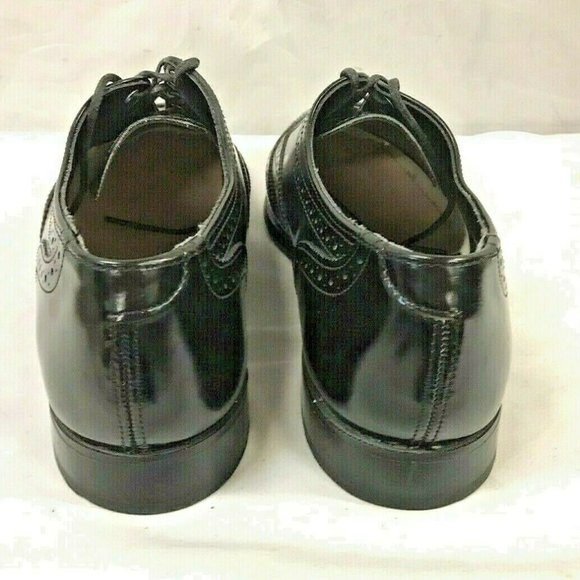 Mens Black Wing Tip Leather Oxford Dress Shoes